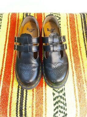 Dr. Martens Women’s Black Leather Double-Strap Mary Jane Shoes